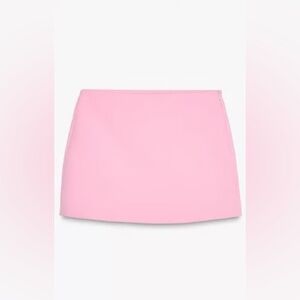 ZARA Pink Tailored Mini Skort – Built-In Shorts, Size Large